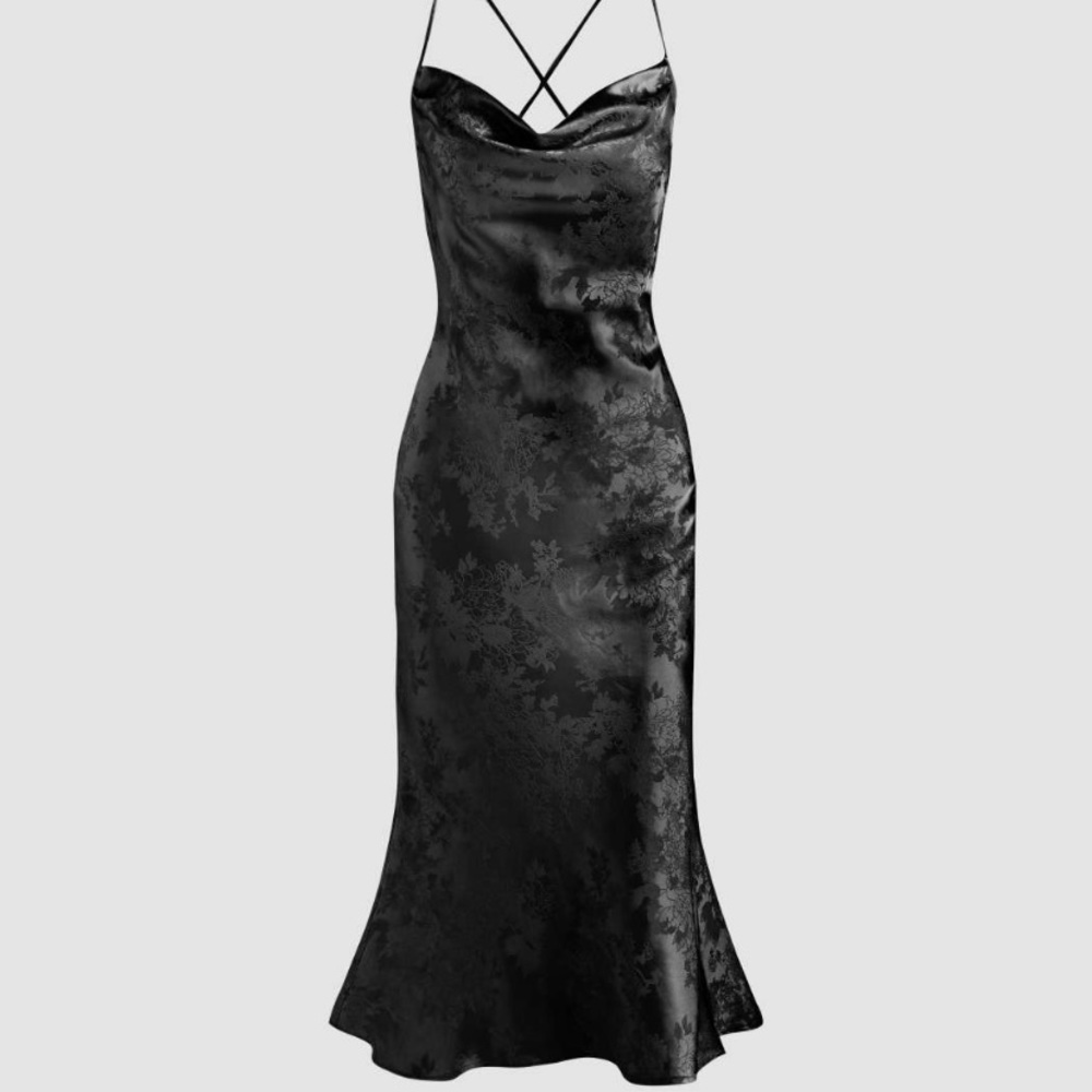 Black satin midi